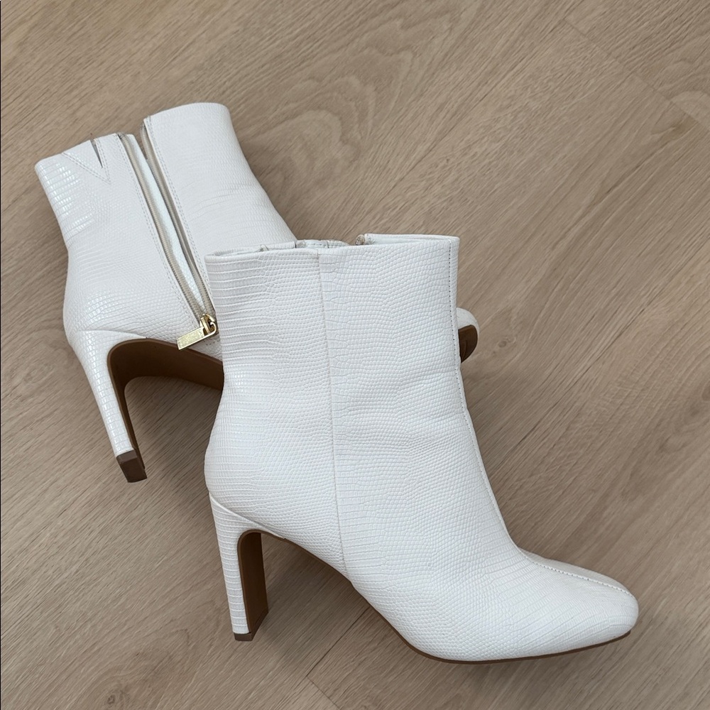 White leather Pointed Toe Ankle Boots - Women's